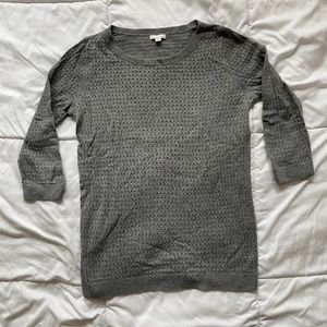 Gap 3/4 Sleeve Gray Sweater - Eyelet Design - Medium